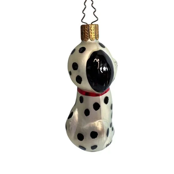 Whitehurst Dog Ornament Dalmation Glass Black White Red Collar 3.5" - Picture 4 of 6